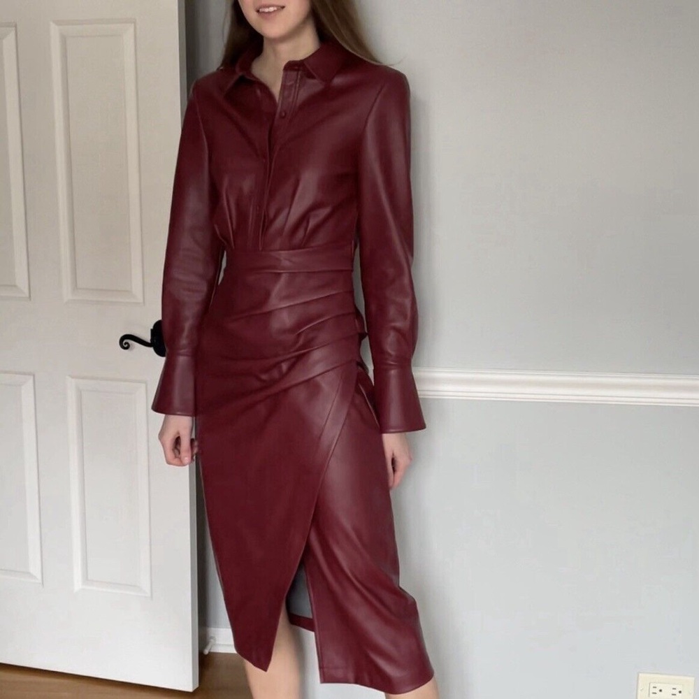 7 For All Mankind Faux Leather Wrap Dress. NWT.